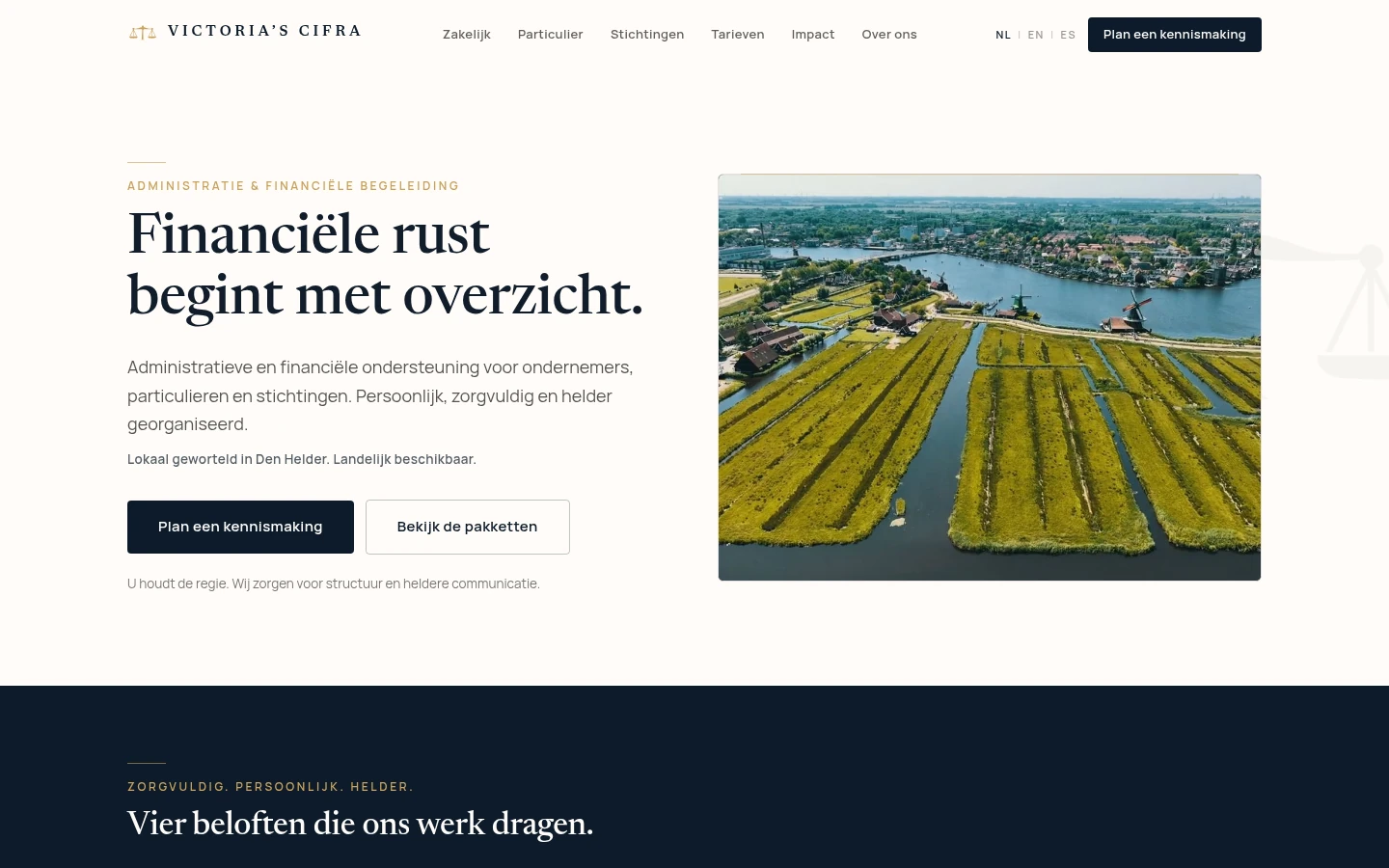 Victoria's Cifra website op desktop